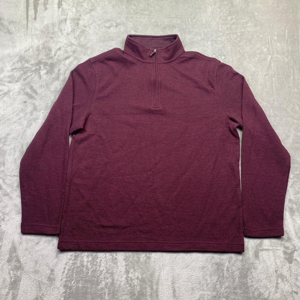 Van Heusen Mens Quarter Zip Pullover‎ Sweater Burgundy Maroon Ribbed Size M